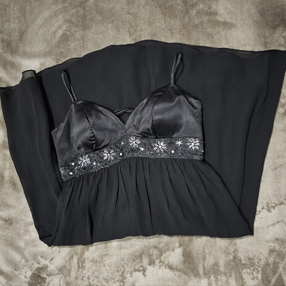 OC by Oleg Cassini ✦ Silk Cocktail Dress ✦ Crystal Lace-Up Drop Waist Black 2 - Picture 16 of 17